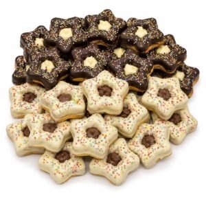 Stelle al burro: biscotti ripieni di cioccolato bianco o fondente